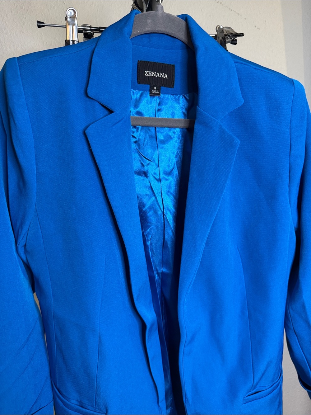 Zenana Outfitters Electric Blue Open-Front Blazer - Picture 3 of 4